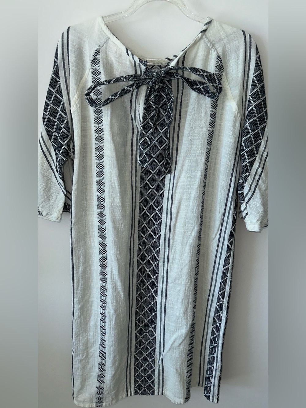 Black and White Striped Boho Tunic Dress